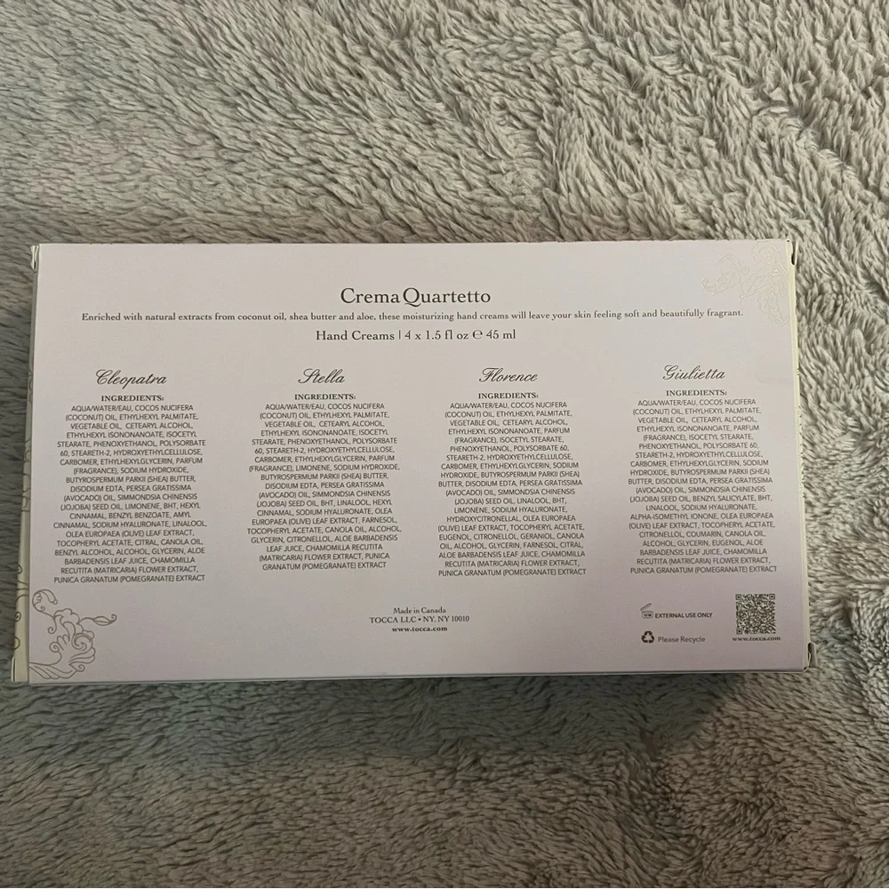 NWOT Tocca Anthropologie Hand Cream Set: Cleopatra, Stella, Florence & Giulietta - Picture 3 of 7